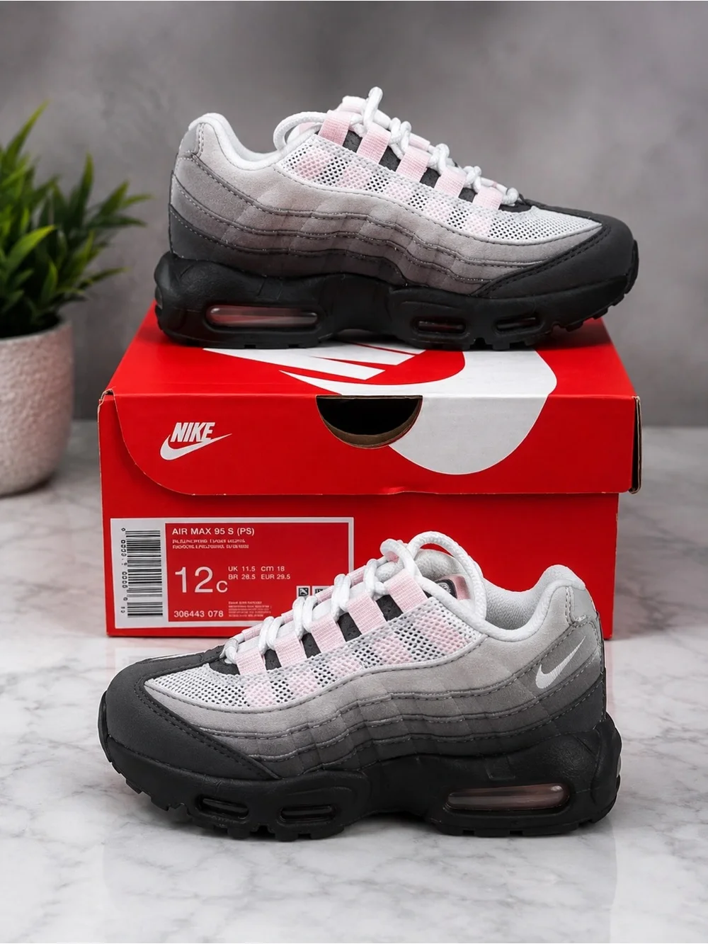 Nike Kids Sneakers in Gray, Black & Pink